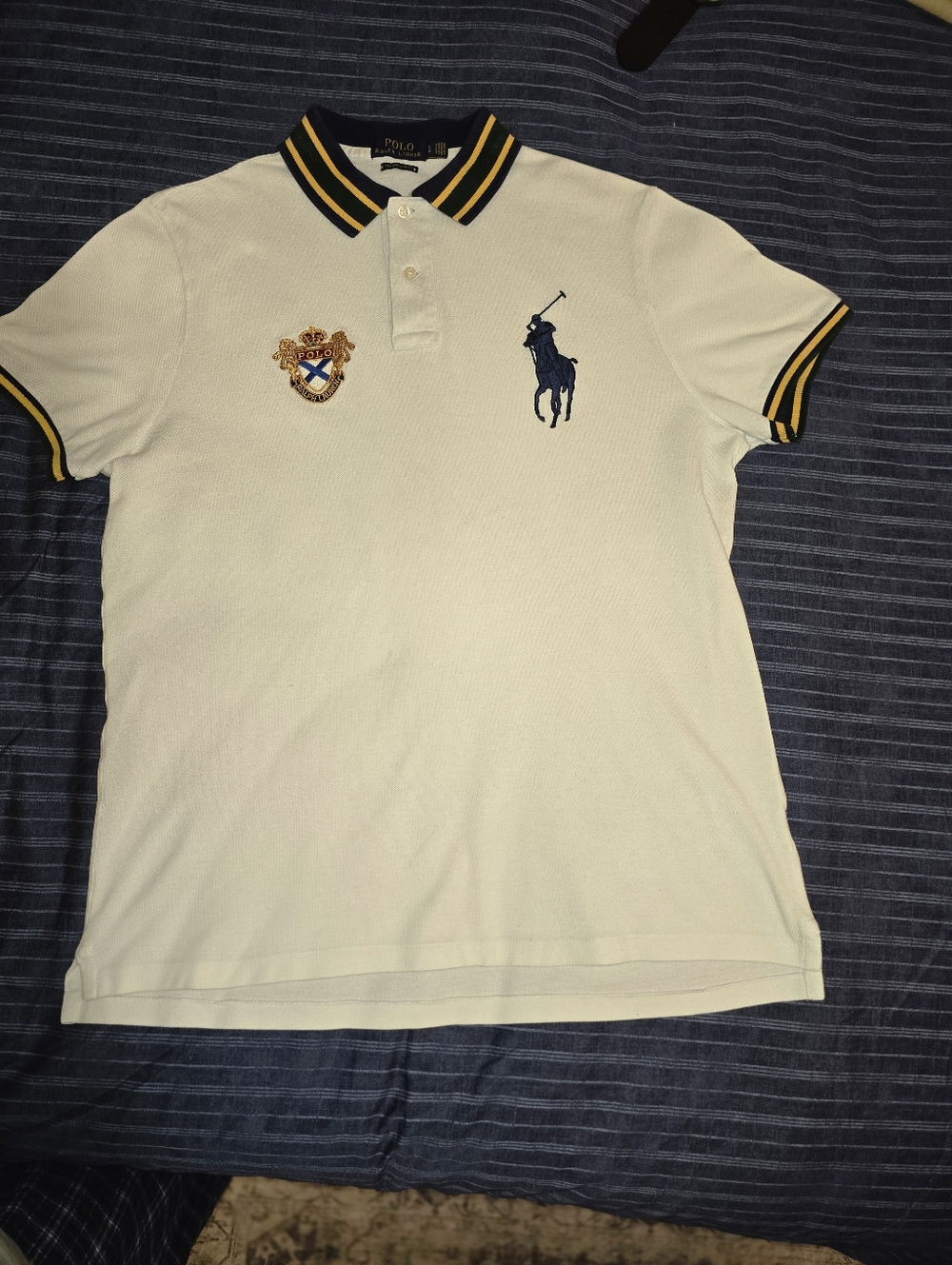 Lg - Polo by Ralph Lauren White Short-Sleeve Crest Polo Shirt (Clean)